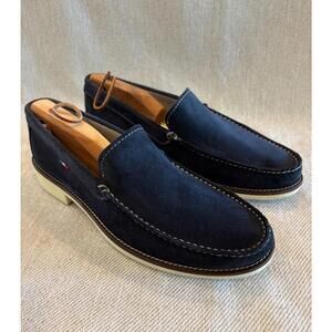 Tyche Amalfi Made In Italy Navy Blue Suede Loafers Driving Shoes Men's 8 / EU 41
